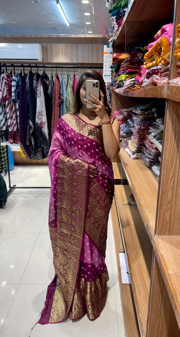 Beautiful Designer Kanjivaram Bandhani Saree