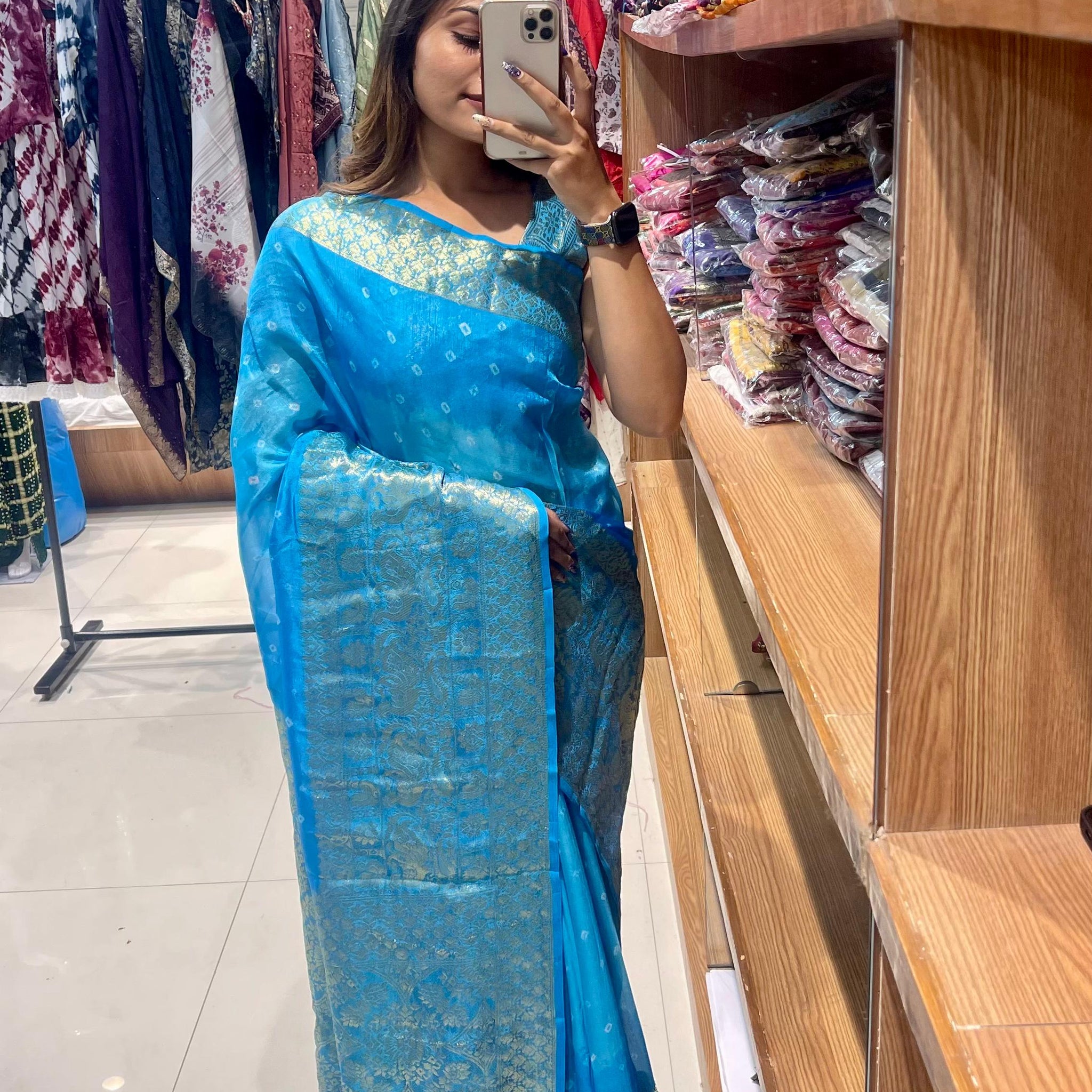 Beautiful Designer Kanjivaram Bandhani Saree