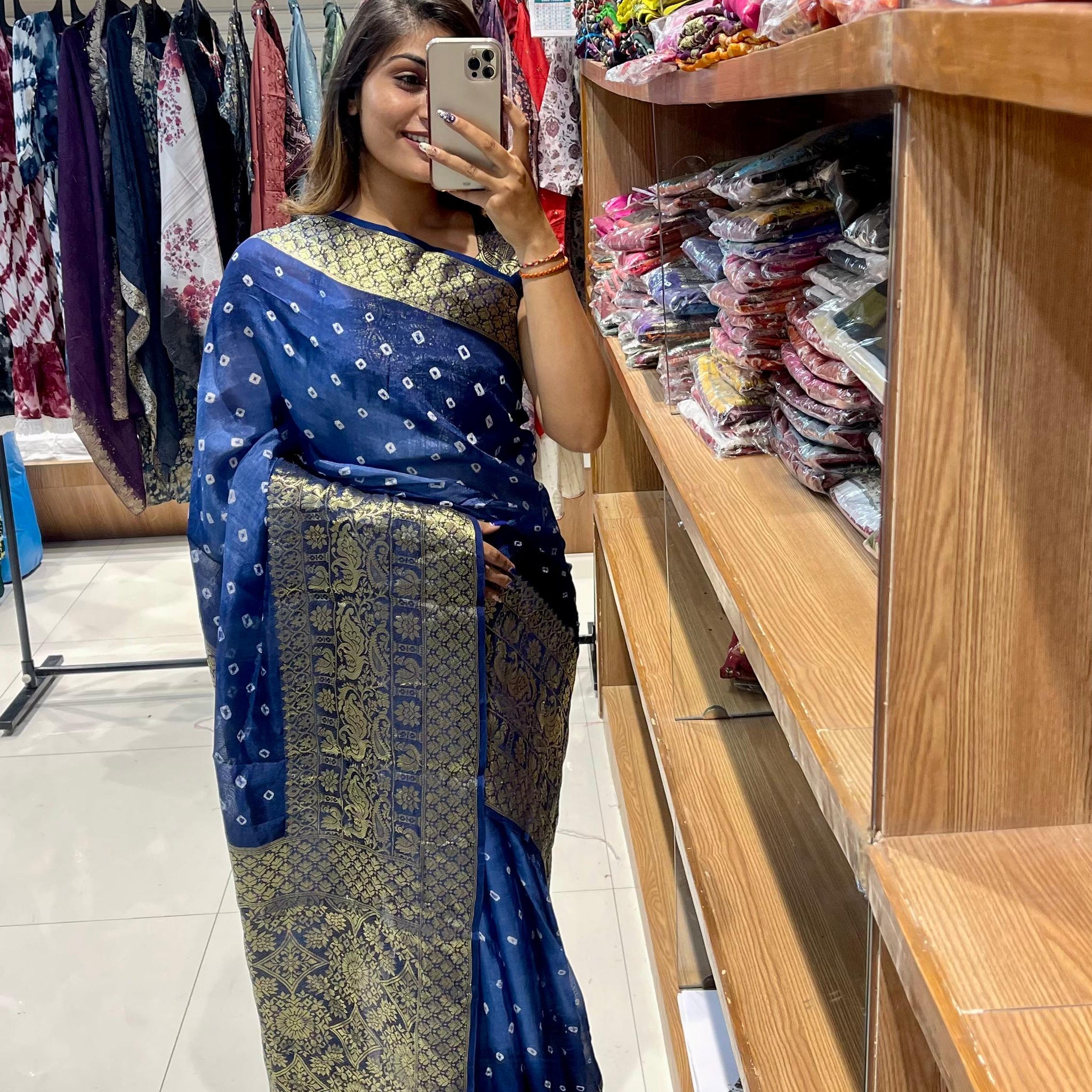 Beautiful Designer Kanjivaram Bandhani Saree