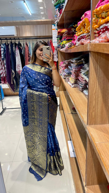 Beautiful Designer Kanjivaram Bandhani Saree