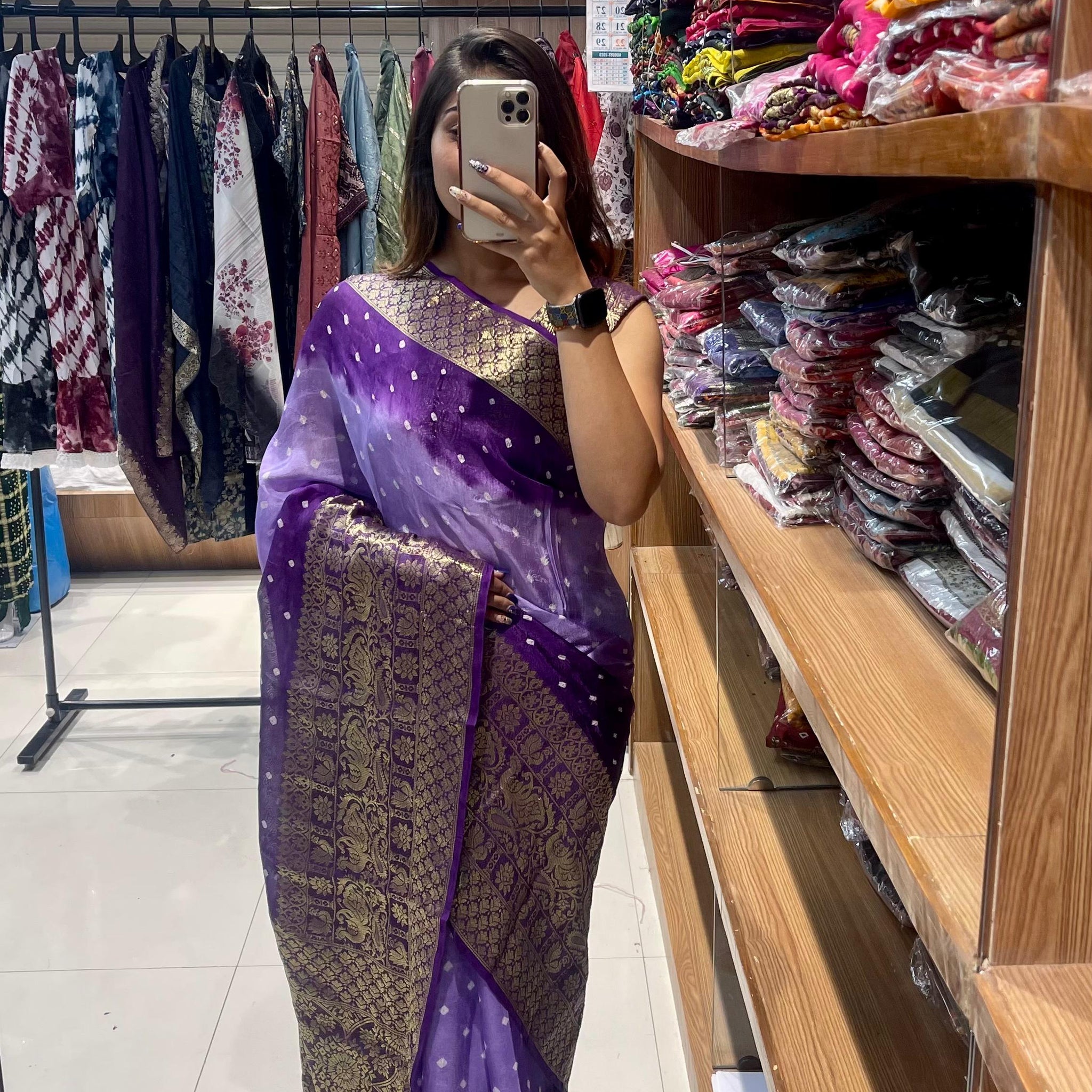 Beautiful Designer Kanjivaram Bandhani Saree