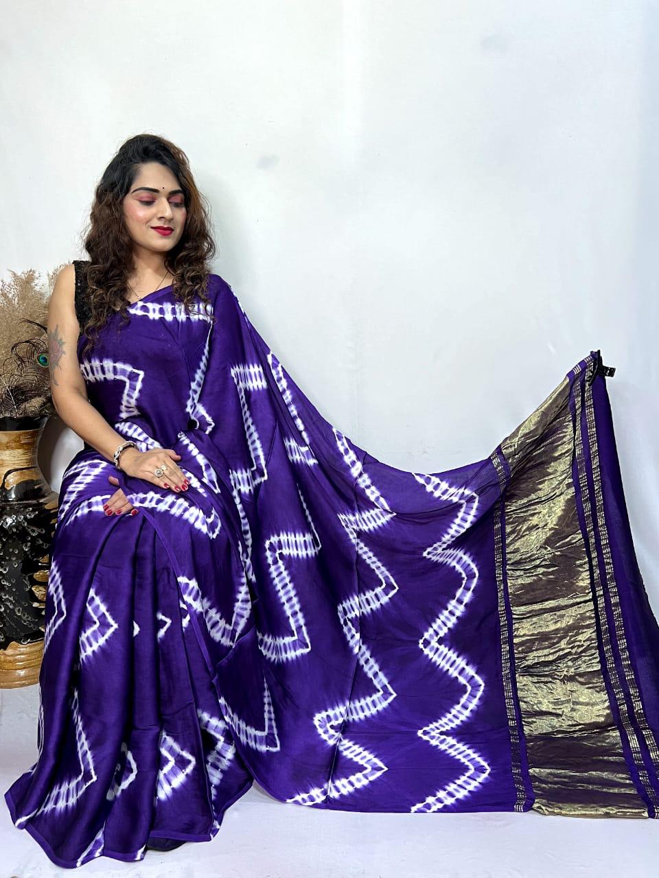 Beautiful Designer Gajji Bandhej Silk Dabal Leriya Saree