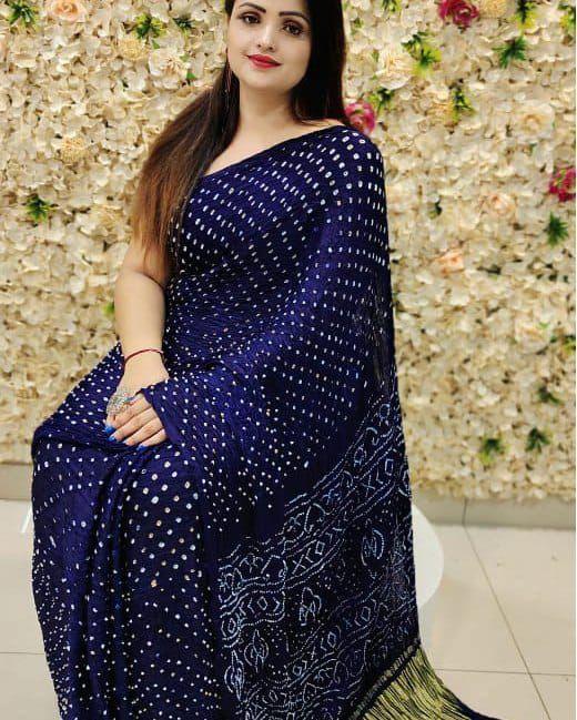 Beautiful Designer Gajji Bandhej Silk Dabal Leriya Saree