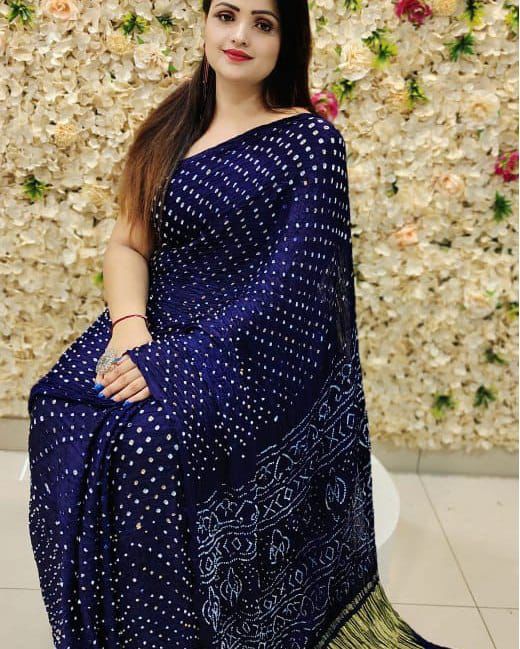 Beautiful Designer Gajji Bandhej Silk Dabal Leriya Saree