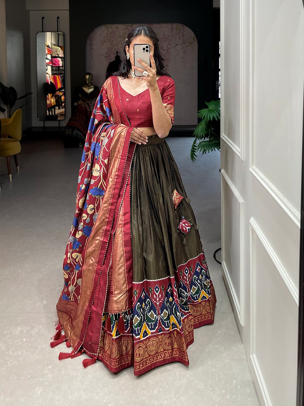 Lehenga Choli Long Blouse Designs Party Wear Cotton Lehenga Choli