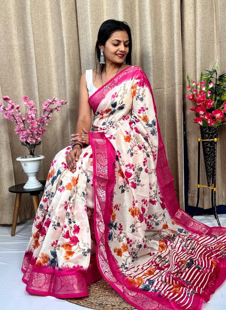 Beautiful Designer Daily Wear Soft Tusshar Silk Slub Saree