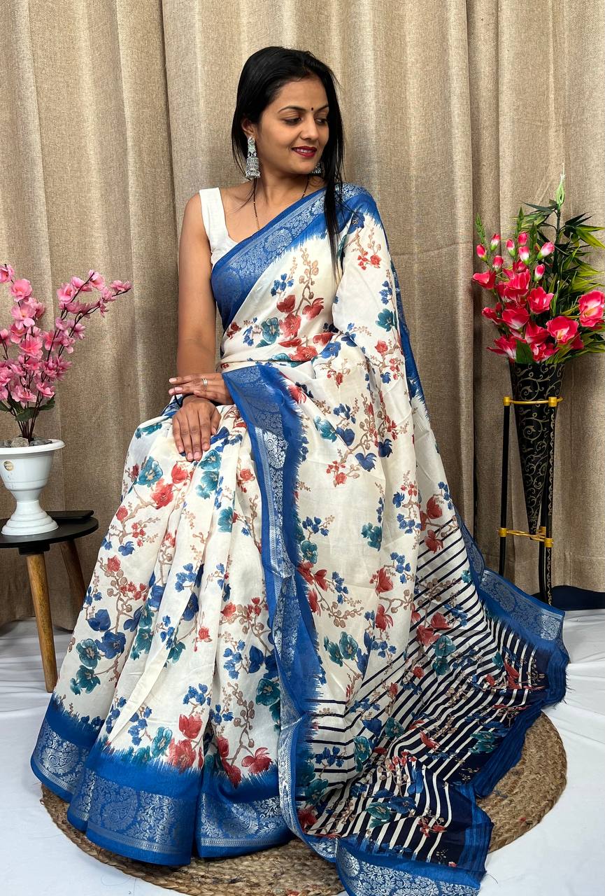 Beautiful Designer Daily Wear Soft Tusshar Silk Slub Saree