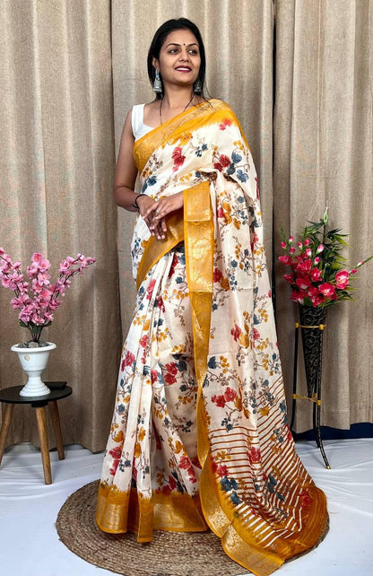 Beautiful Designer Daily Wear Soft Tusshar Silk Slub Saree