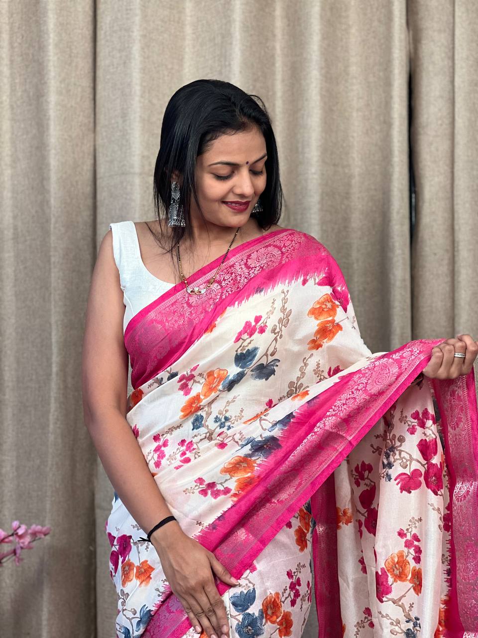 Beautiful Designer Daily Wear Soft Tusshar Silk Slub Saree