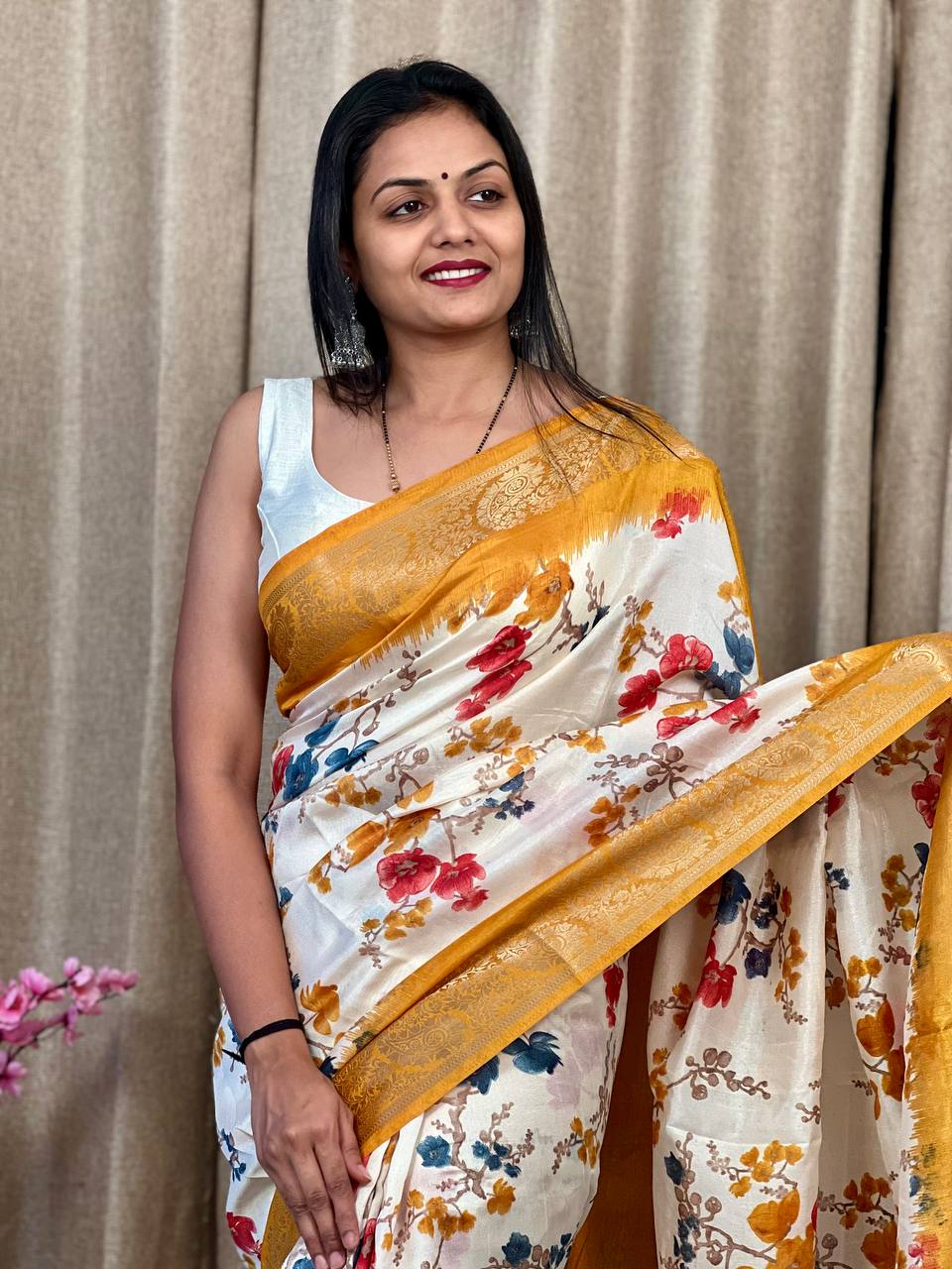 Beautiful Designer Daily Wear Soft Tusshar Silk Slub Saree