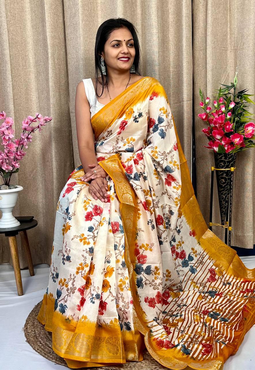 Beautiful Designer Daily Wear Soft Tusshar Silk Slub Saree