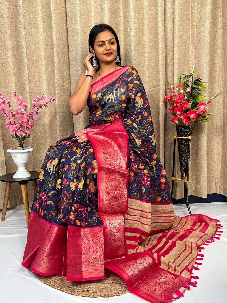 Beautiful Designer Daily Wear Soft Silk Slub Saree