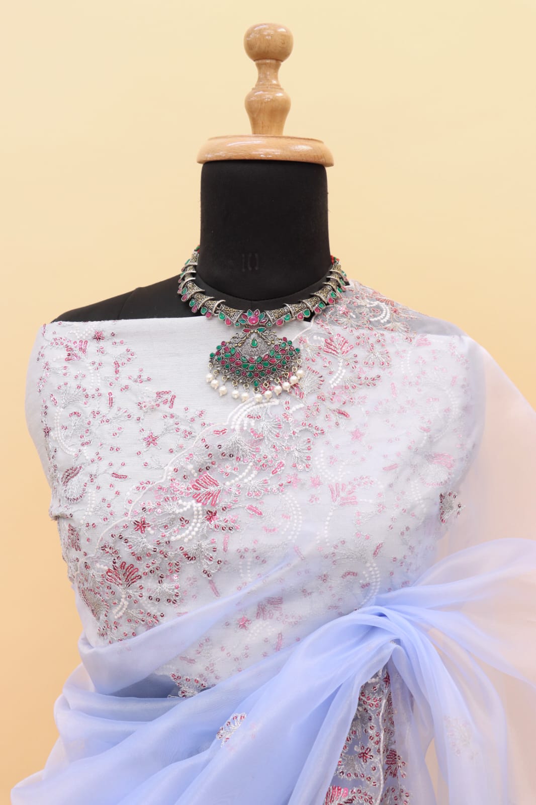 Beautiful Designer Organza With Embroidery Sequens Saree