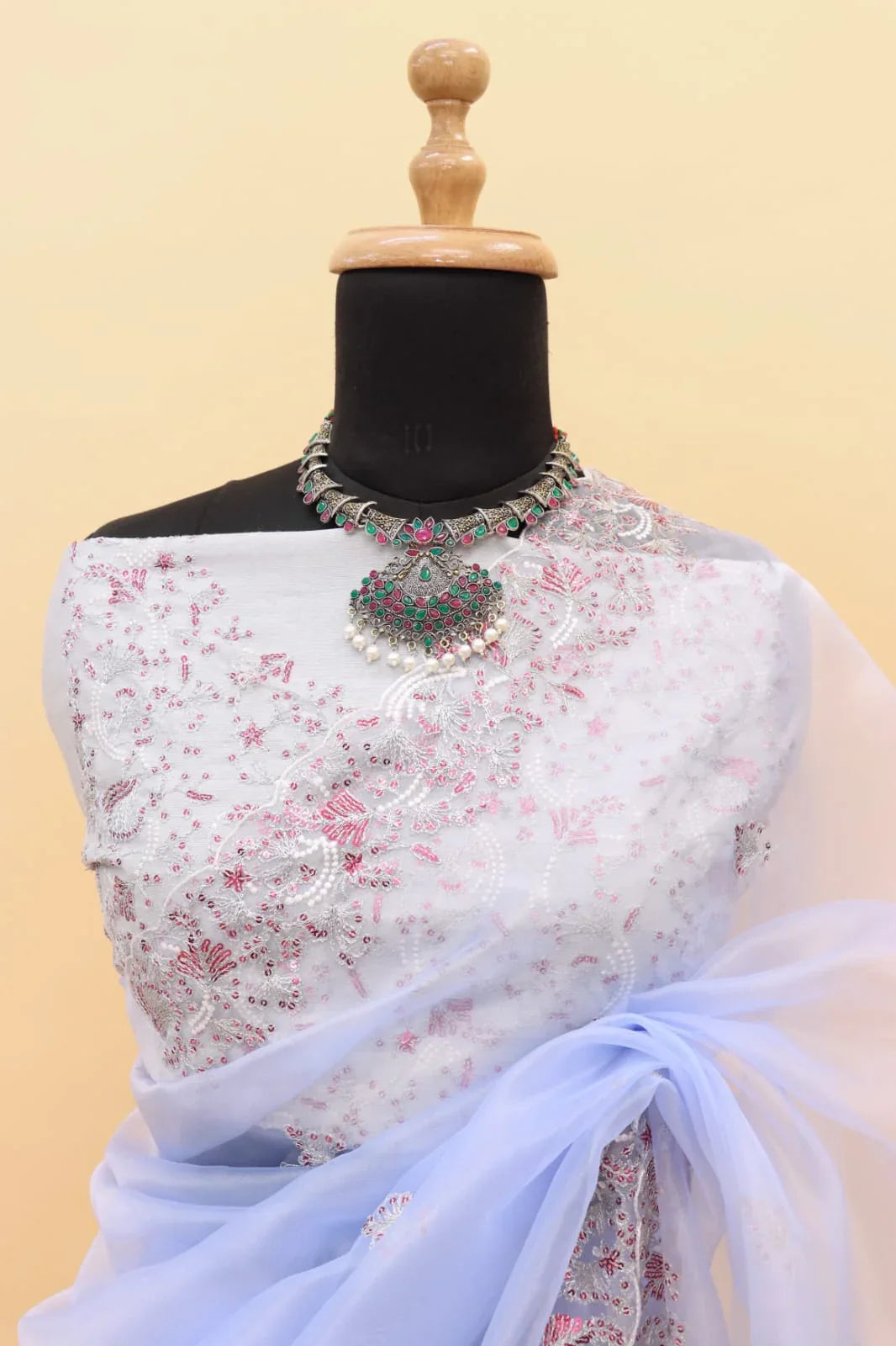 Beautiful Designer Organza With Embroidery Sequens Saree