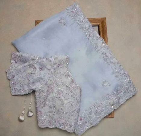 Beautiful Designer Organza With Embroidery Sequens Saree