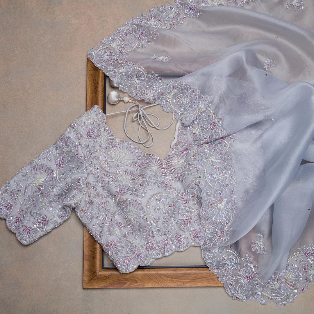 Beautiful Designer Organza With Embroidery Sequens Saree