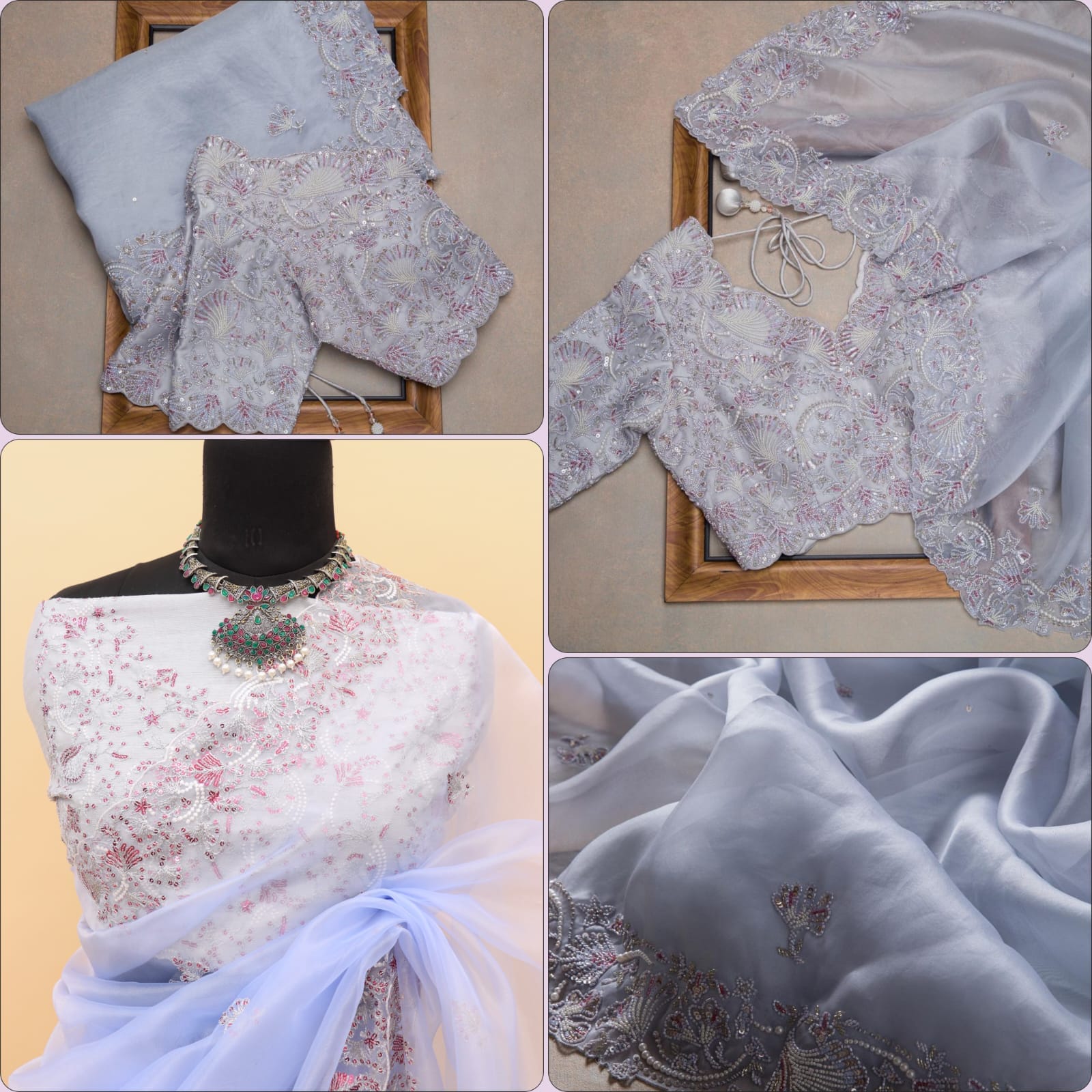 Beautiful Designer Organza With Embroidery Sequens Saree