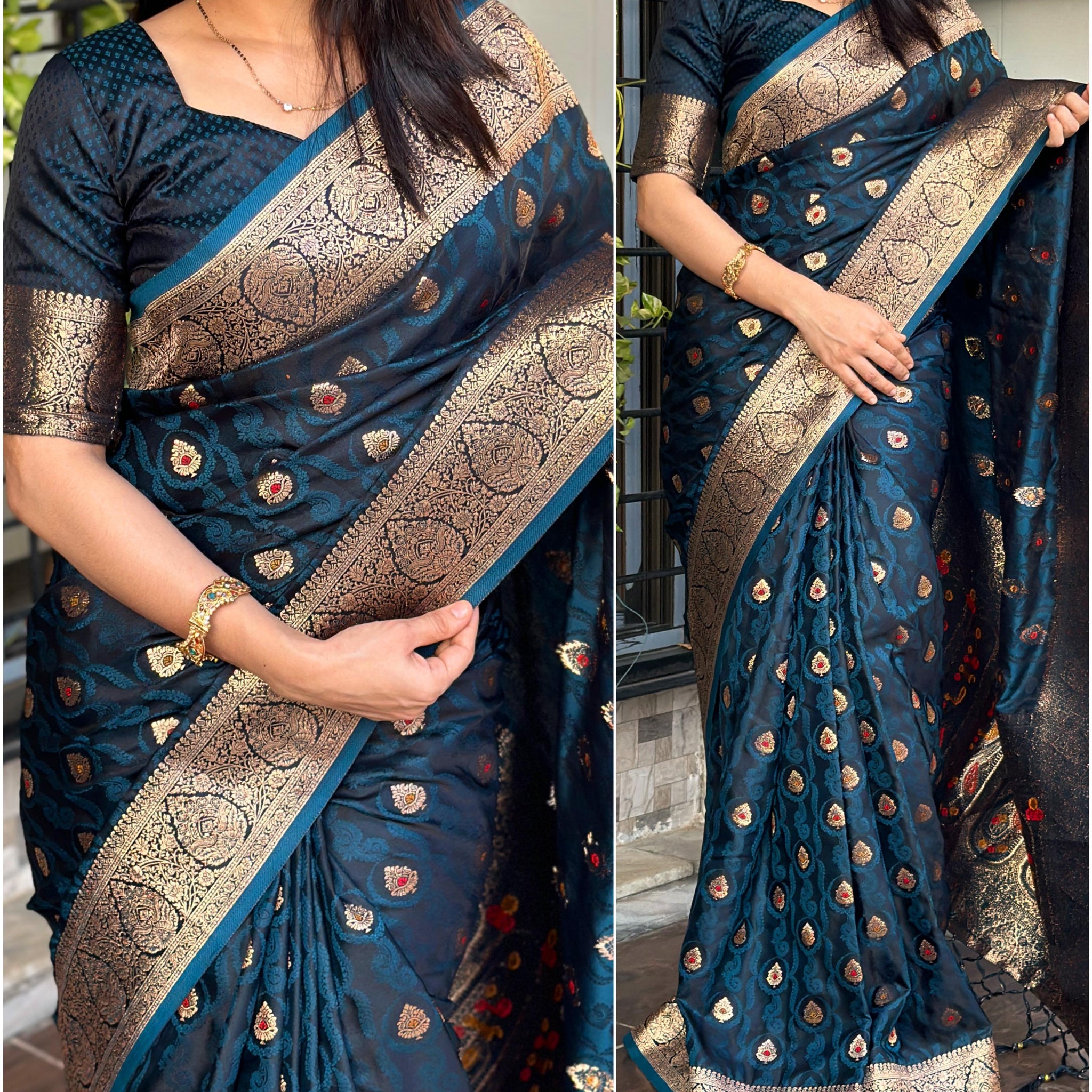 Beautiful Designer Pure Satin Silk Saree