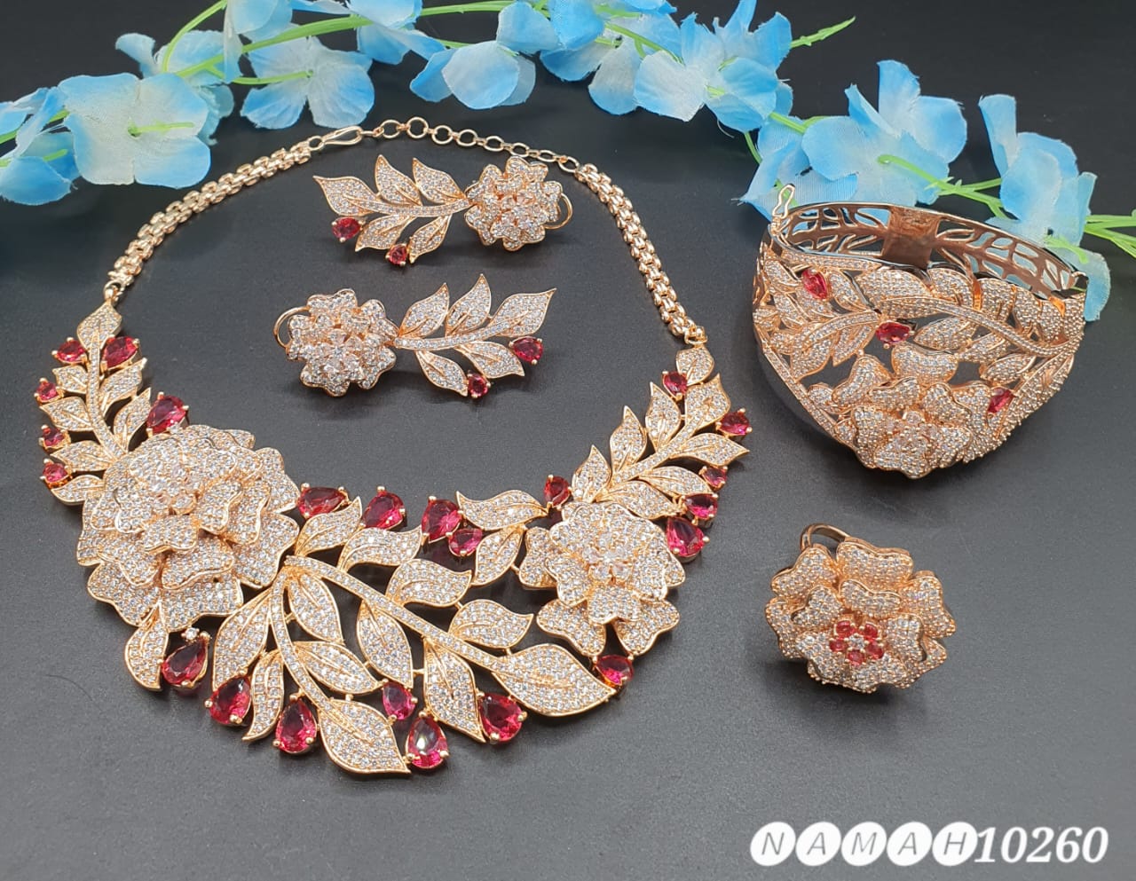 Beautiful American Diamond Jewellery Antique Necklace Set with Earrings