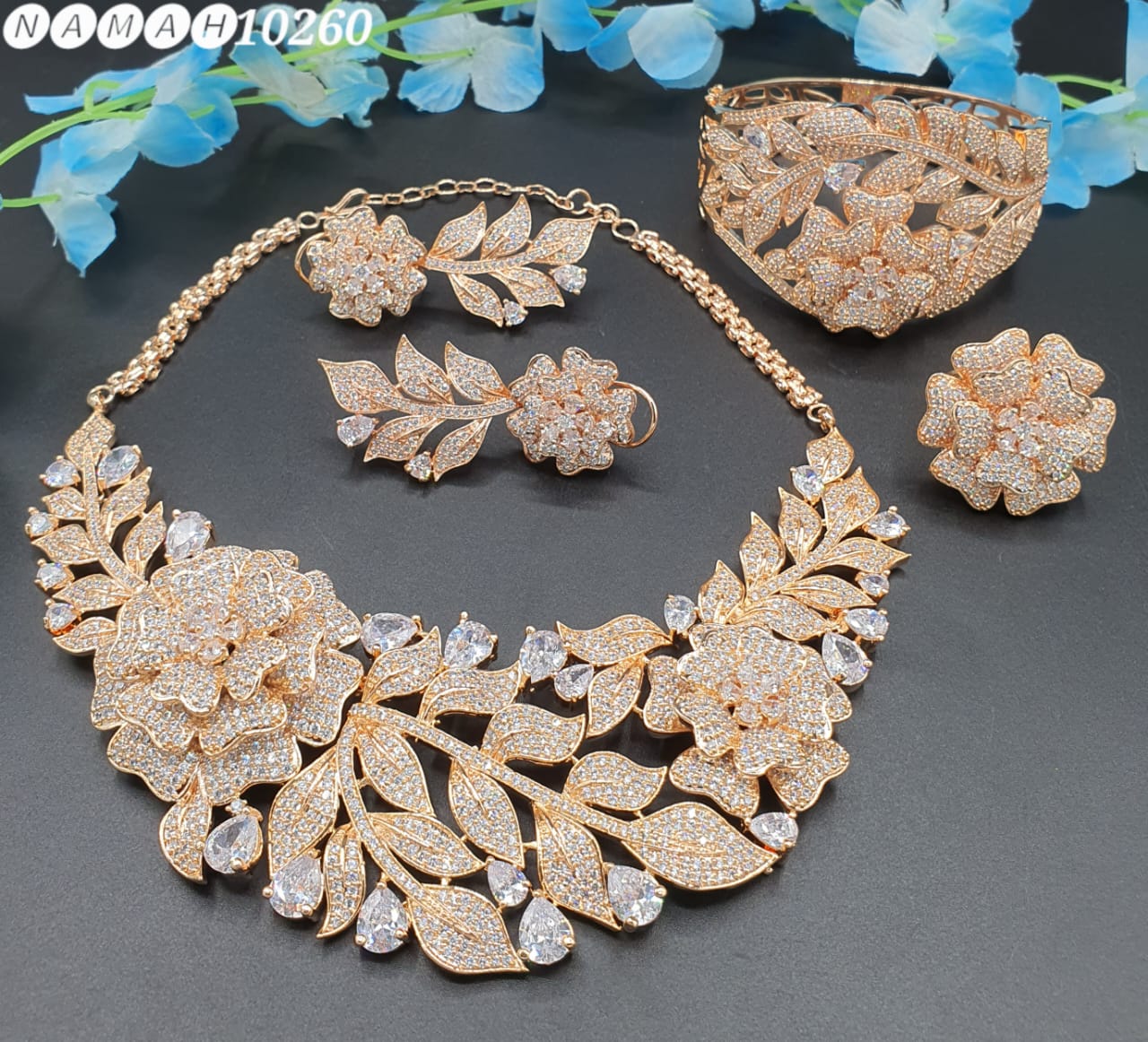 Beautiful American Diamond Jewellery Antique Necklace Set with Earrings