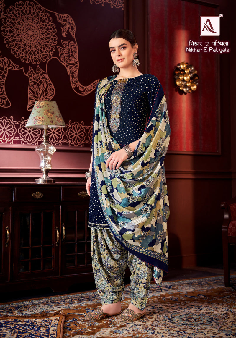 Alok Suit Nikhar E Gold Patiyala Punjabi Style Salwer Suit (699x08)