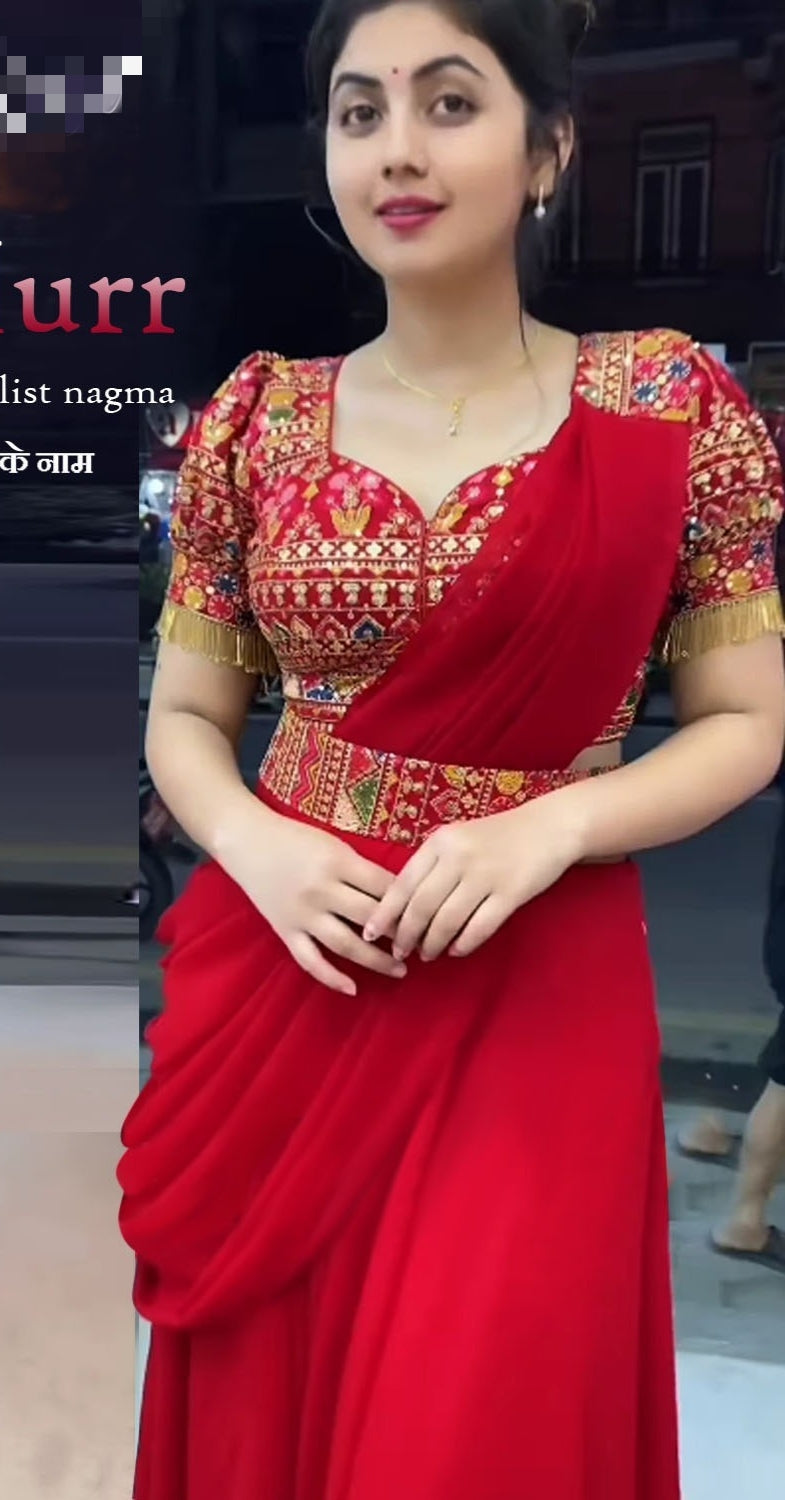 Beautiful Designer Heavy Fox Georgette Plazo Dress