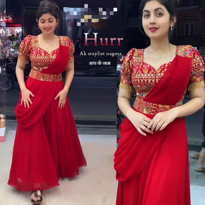 Beautiful Designer Heavy Fox Georgette Plazo Dress