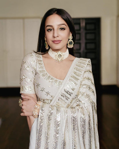 Beautiful Boutique Designer Pure Georgette Sequence Saree Design 3377