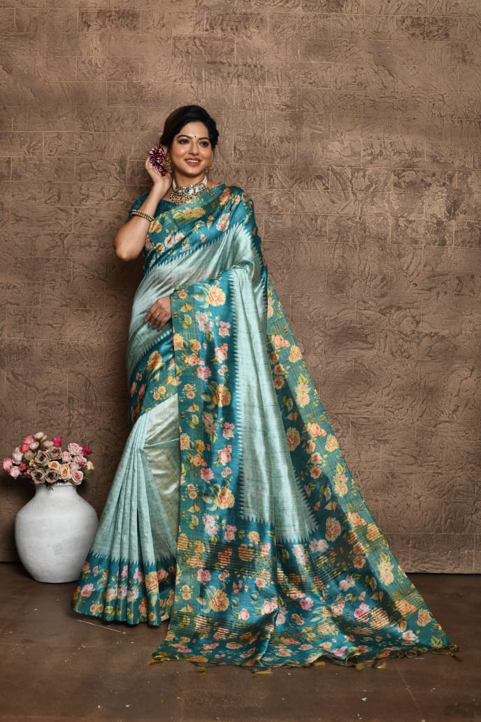 Beautiful Boutique Designer Pure Soft Tussar Silk Saree