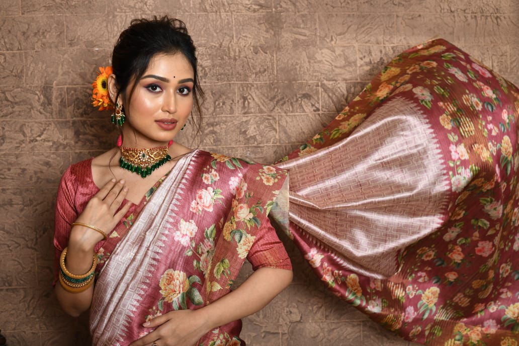 Beautiful Boutique Designer Pure Soft Tussar Silk Saree