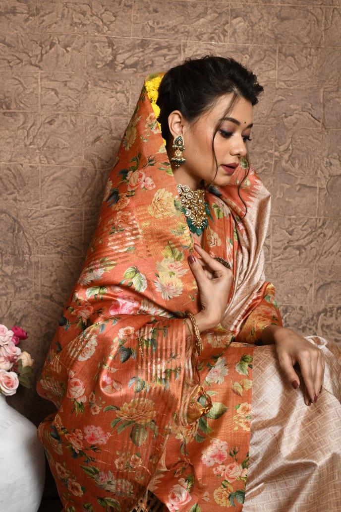 Beautiful Boutique Designer Pure Soft Tussar Silk Saree