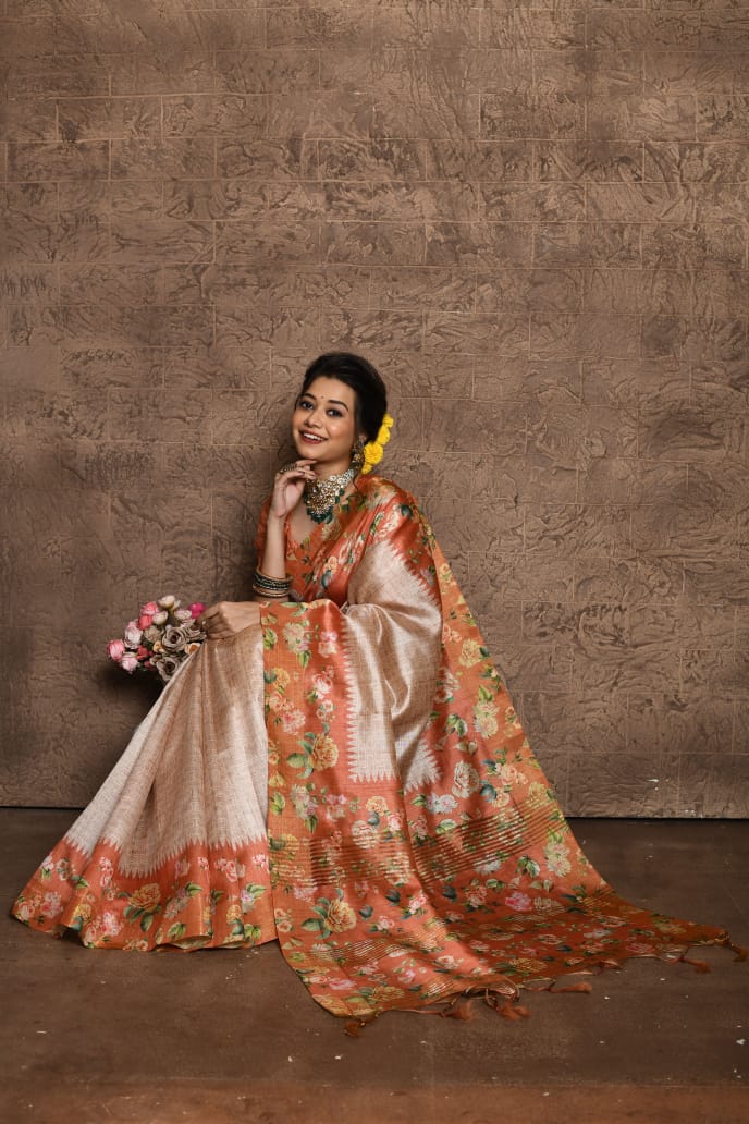 Beautiful Boutique Designer Pure Soft Tussar Silk Saree