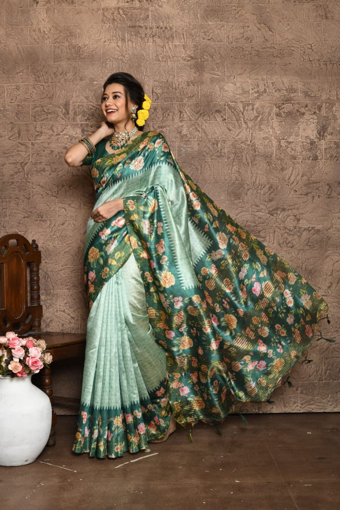 Beautiful Boutique Designer Pure Soft Tussar Silk Saree