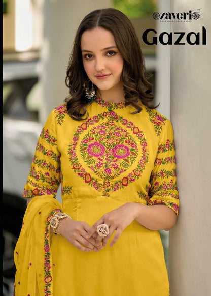 Zaveri Gazal Roman Silk Designer Ready Made Collection