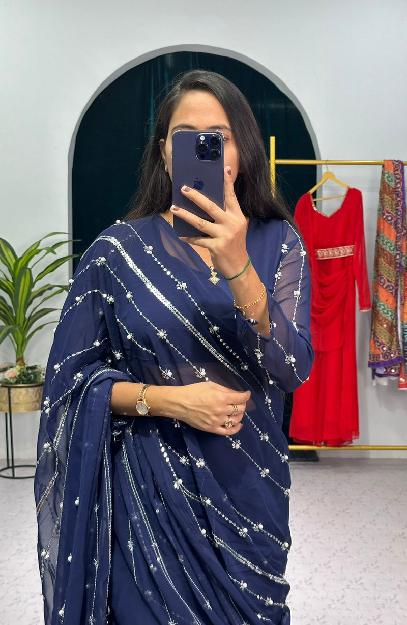 Beautiful Designer Faux Georgette Lehenga Saree