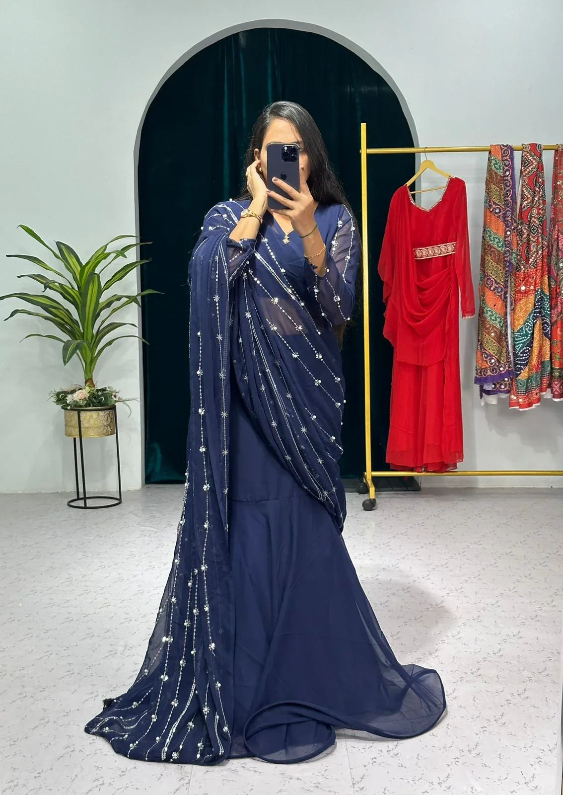 Beautiful Designer Faux Georgette Lehenga Saree