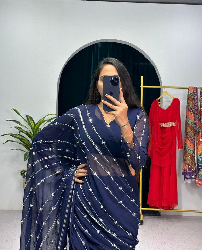 Beautiful Designer Faux Georgette Lehenga Saree