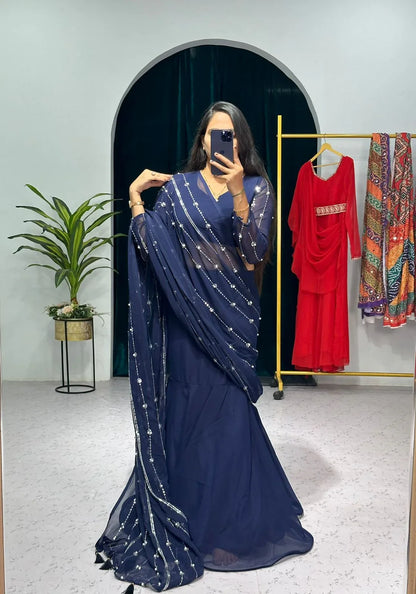 Beautiful Designer Faux Georgette Lehenga Saree