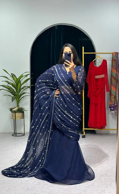 Beautiful Designer Faux Georgette Lehenga Saree