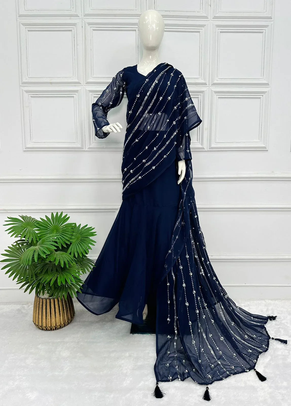 Beautiful Designer Faux Georgette Lehenga Saree