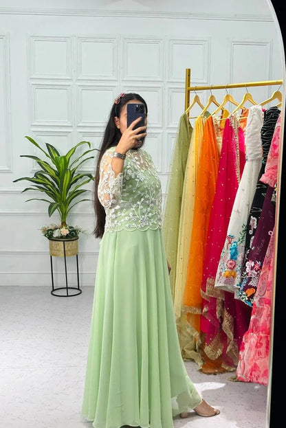 Beautiful Designer Faux Georgette Gwon
