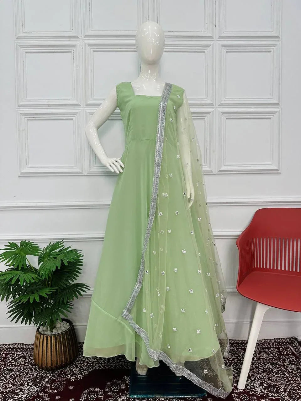 Beautiful Designer Faux Georgette Gwon