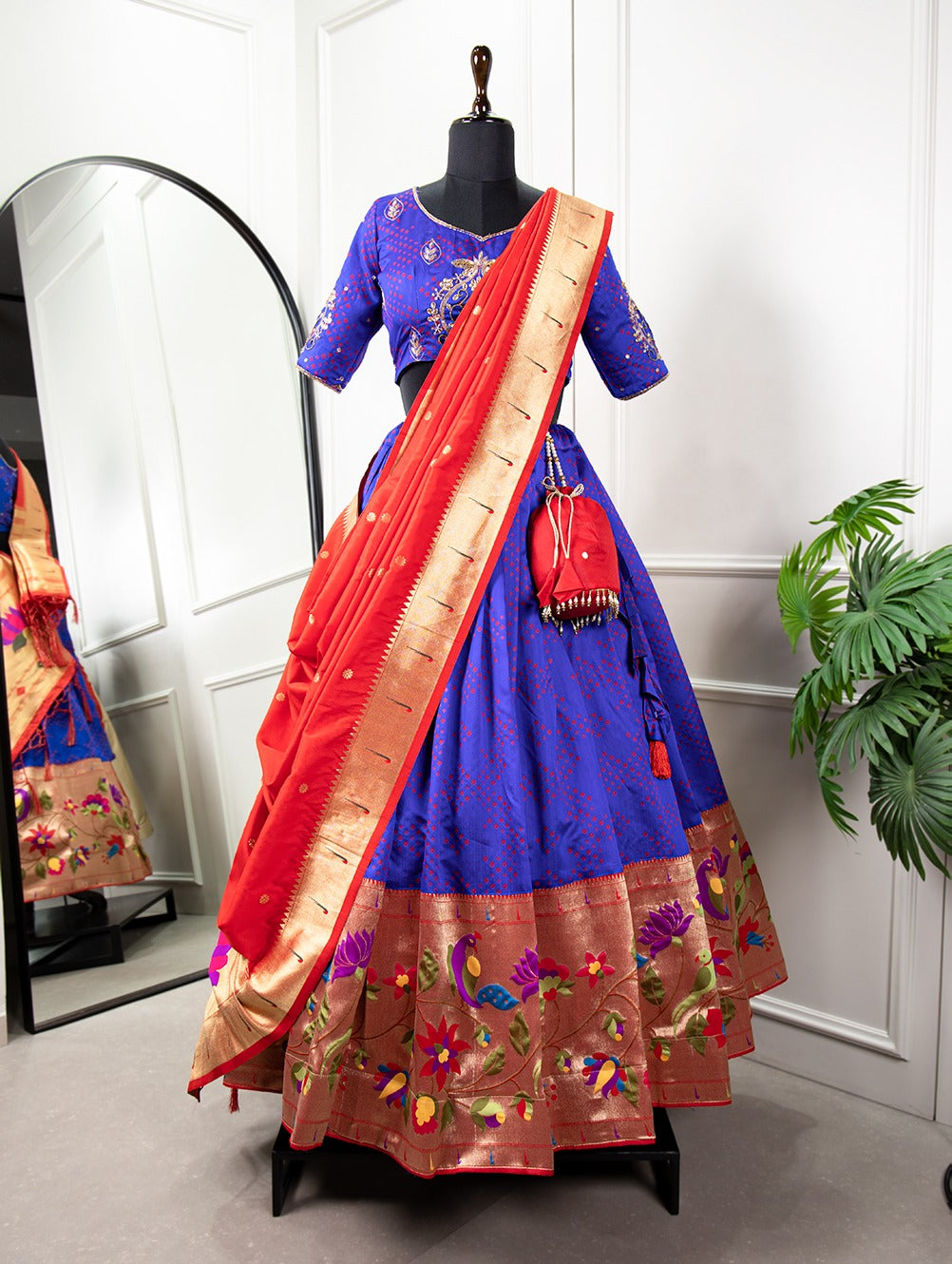 Beautiful Designer South Indian Traditional Paithani Lehenga Choli D.No. 2043