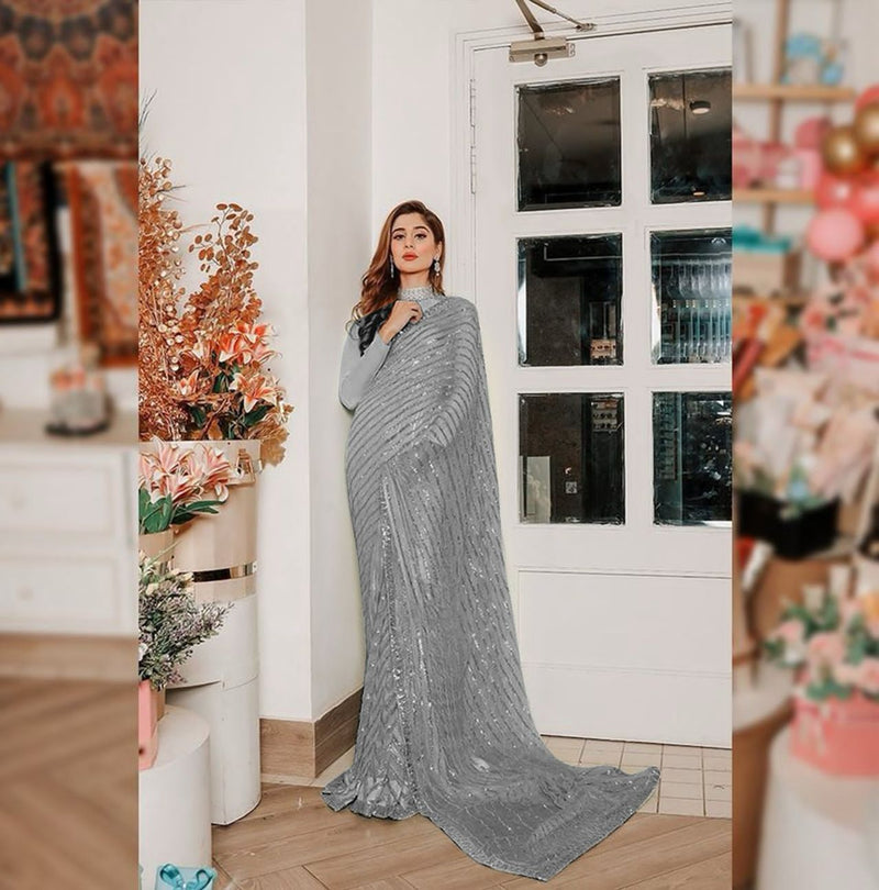 Beautiful Designer Heavy Georgette Exclusive Sequanc Saree Design 5291