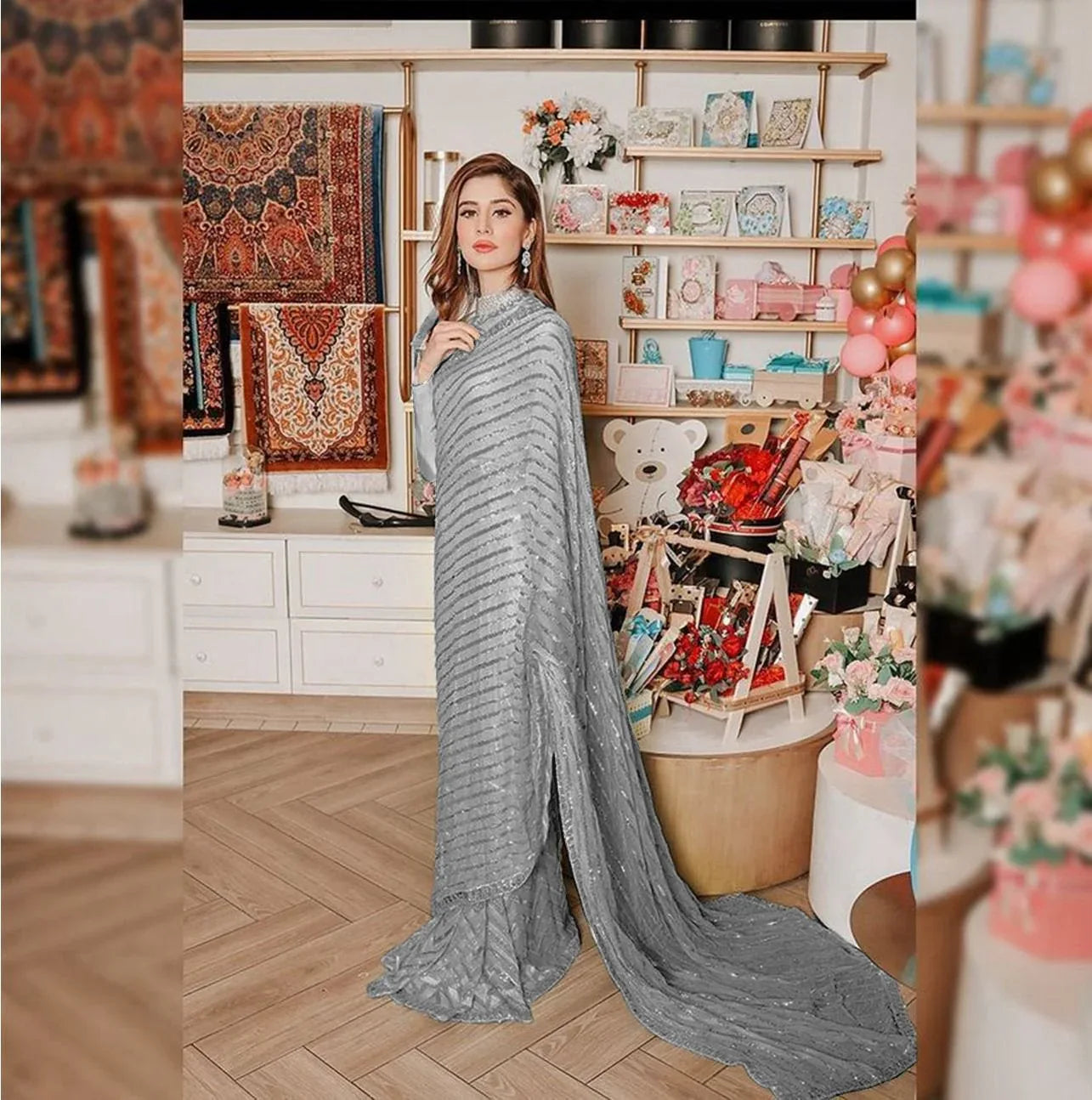 Beautiful Designer Heavy Georgette Exclusive Sequanc Saree Design 5291