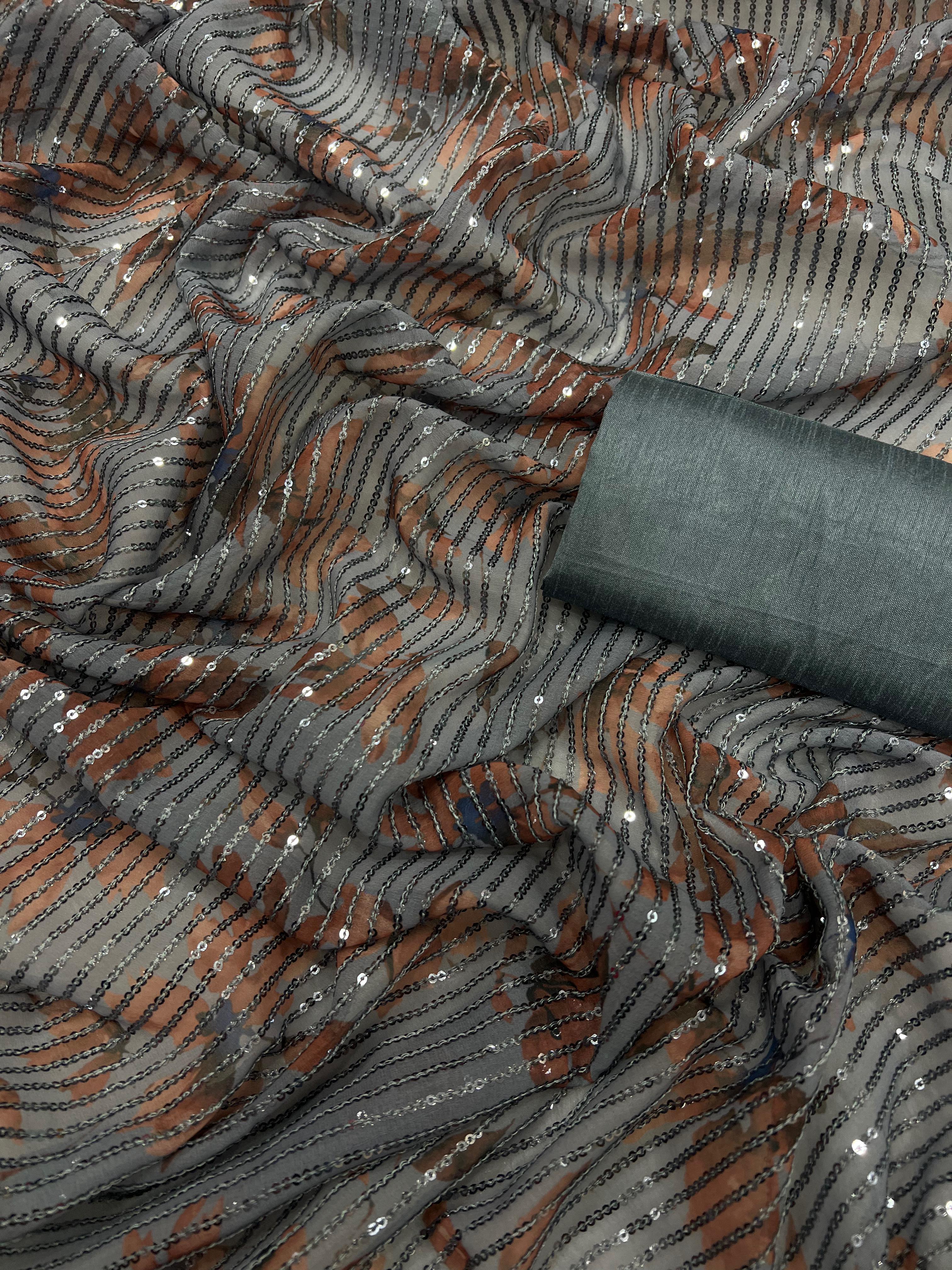 Beautiful Designer Heavy Georgette Exclusive Sequanc Saree Design 5299
