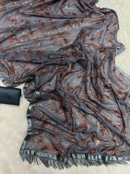 Beautiful Designer Heavy Georgette Exclusive Sequanc Saree Design 5299