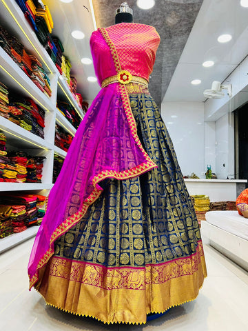Beautiful Designer Pure Silk Zari Weaving Lahenga