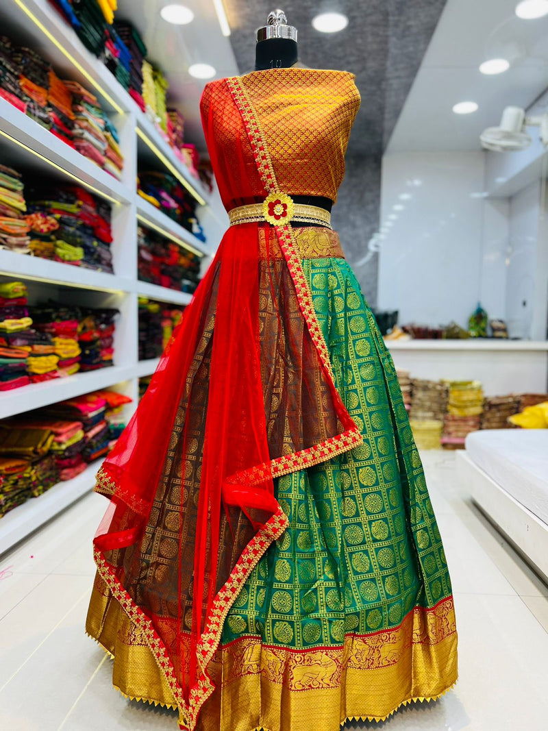 Beautiful Designer Pure Silk Zari Weaving Lahenga