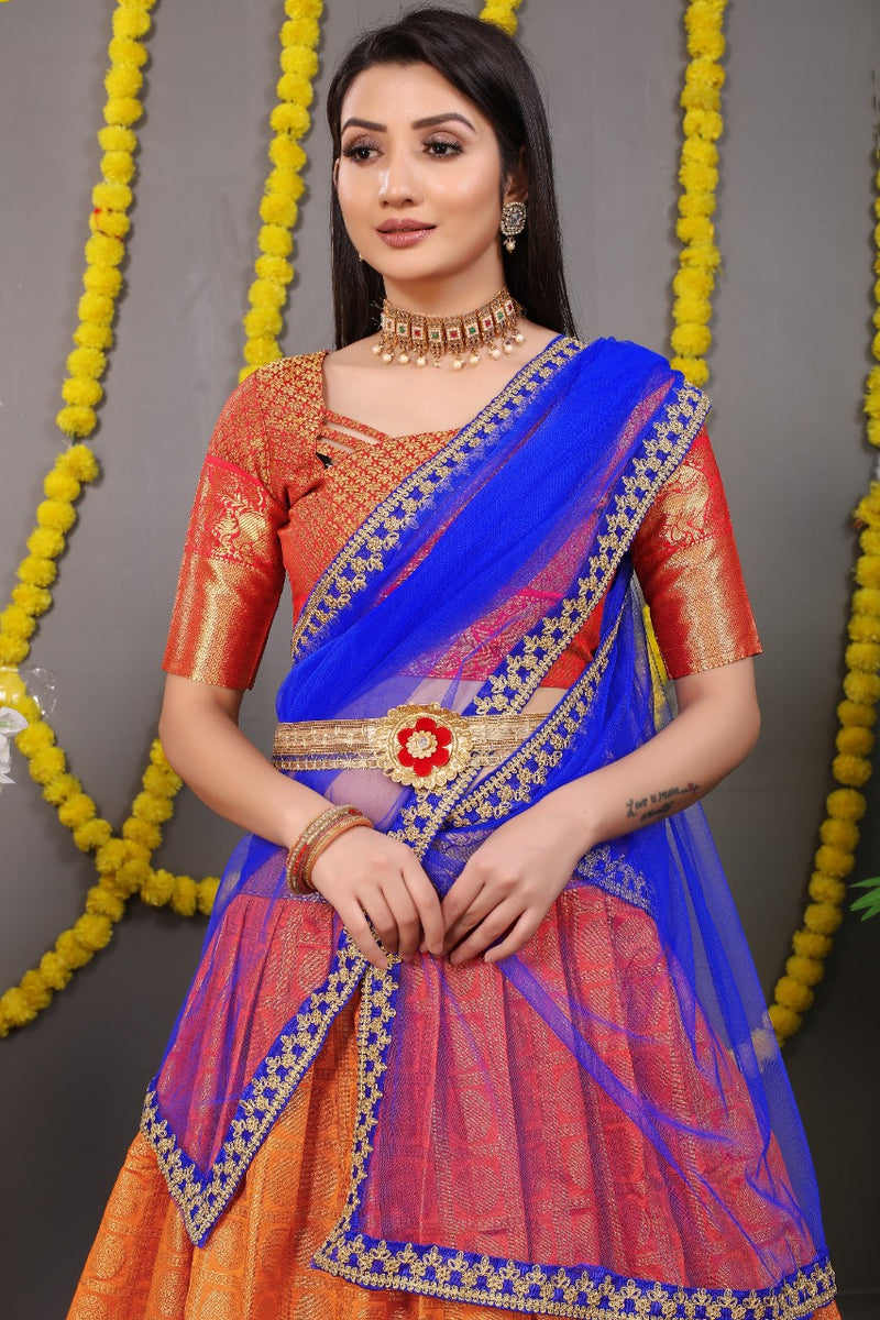 Beautiful Designer Pure Silk Zari Weaving Lahenga